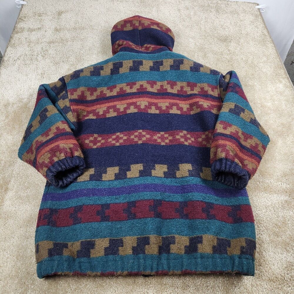 Vintage New York Girl Womens Wool Blend Western Aztec Jacket Duffle Coat Size 12 - Picture 8 of 10